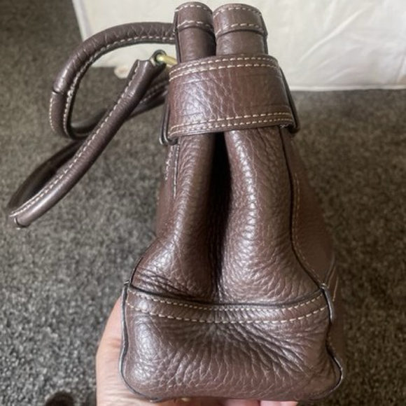 Vintage Coach Hampton Brown Pebbled Leather Satchel Bag Shoulder Tassel 10212 - Picture 4 of 9